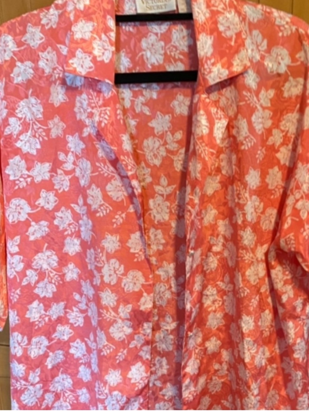 Coral Floral Button-Front Women’s Top -vintage Victoria’s Secret (P/S)